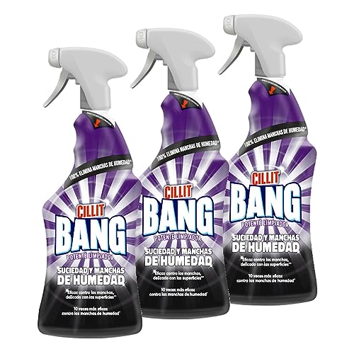 Cillit Bang Manchas de Humedad y Suciedad, potente limpiador juntas negras, baño, cocina, formato spray, 3 x 750 ml (2,25 L)