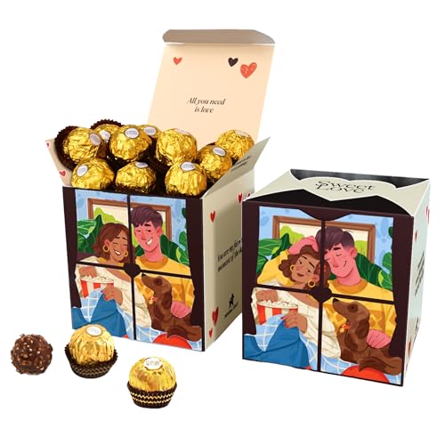 Caja regalo de chocolate para parejas Sweet Love I Regalo original para San valentin cumpleaños aniversario novios – Caja super resistente – Incluye Ferrero Rocher - Regalos para Ella, Regalos para Él