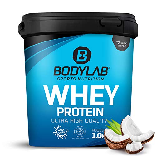 Bodylab24 Whey Protein Powder Coco 1kg, polvo rico en proteína para músculos más fuertes, la proteína de suero puede promover la construcción de músculo, con 80% de proteína, sin aspartamo