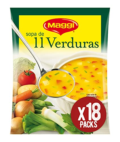 MAGGI Sopa De 11 Verduras - Sopa Deshidratada - Pack de 18 x 53g (4 raciones por sobre)