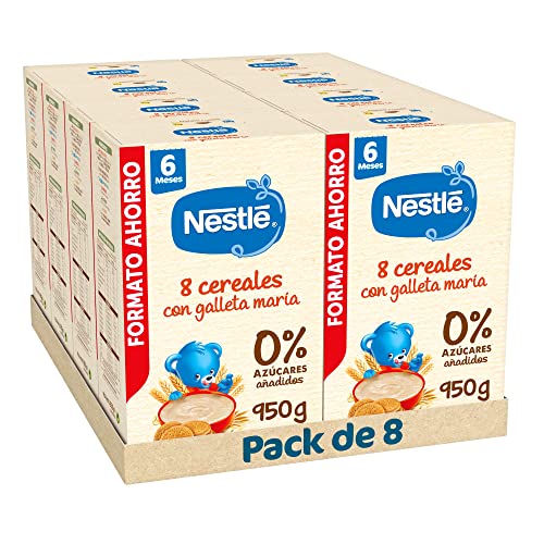 Nestle Papilla 8 Cereales con Galleta, 8 Paquetes de 950g (Total 7.6Kg)