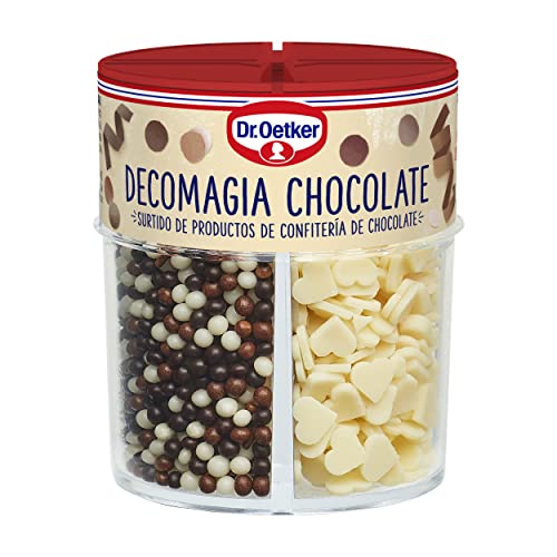 DR. OETKER - Decomagia Chocolate 78 g, Surtido de 4 Tipos de Topping para Confitería y Repostería, Textura Crujiente, Decoración Creativa para Tartas