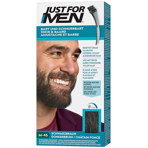 Just for men M45 - Colorante para bigote y barba, color castaño oscuro, elimina las canas para un aspecto más tupido y abundante