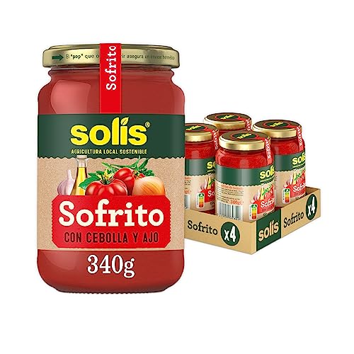 SOLIS Sofrito Estilo Casero Frasco Cristal - Pack de 4 x 340g - Tomate sin gluten, 1360 gramo, 4