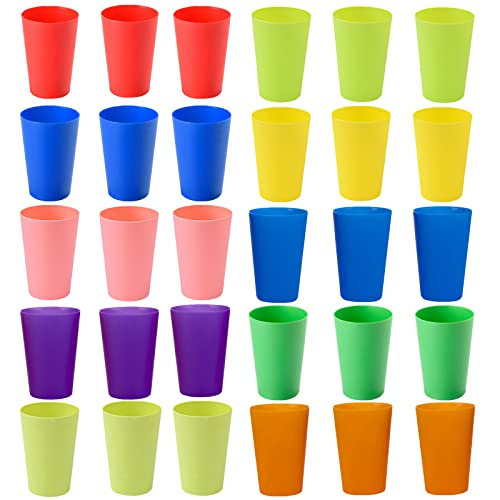 PALUDO 30 Piezas Vasos de Plástico Reutilizables - 260 ml Copas de Colores - Vasos Plastico Duro Apilables - para Niños Fiestas Picnics Viajes Camping Cocina Familiares (10 Colores)