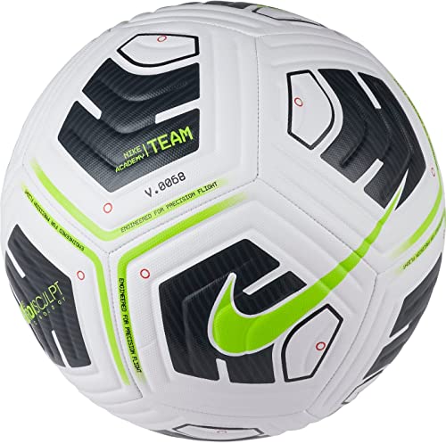 Nike CU8047-100 NK Academy - Team Recreational Soccer Ball Unisex-Adult White/Black/(Volt) 5