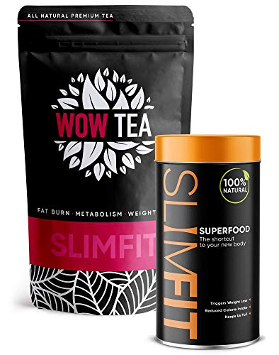 WOW TEA: Detox Té & SlimFit SuperFood - Sustituto de comida dietético | Para Adelgazar y Desintoxicar de Forma Natural