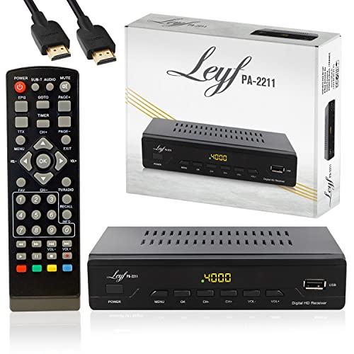 LEYF PA - 2211 Decodificador Digital terrestre - DVB - T2 - Receptor TDT TV Full HD 1080p (HDTV, Scart, USB) Cable HD
