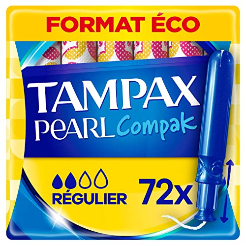 Tampax Compak Pearl Regular Tampones Con Aplicador, Combinación Líder De Tampax De Comodidad, Protección Y Discreción, 72 Unidades