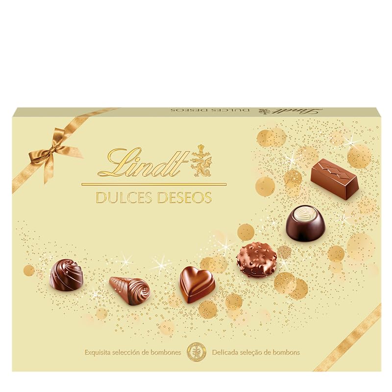 Lindt Dulces Deseos Caja de bombones de chocolate surtidos, para compartir tus deseos, bombones para regalar, día de la madre, 337 g