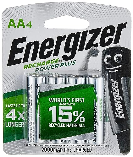 Energizer - Recargables, Pack de 4 pilas AA 2000 mAh, precargada, para dispositivos uso frecuente y cientos de recargas