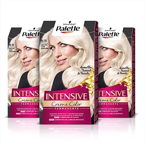 Schwarzkopf Palette Intensive, Creme Color -Tinte 11.11 cabello Rubio ultra platino, Coloración Permanente de Cuidado con Aceite de Marula