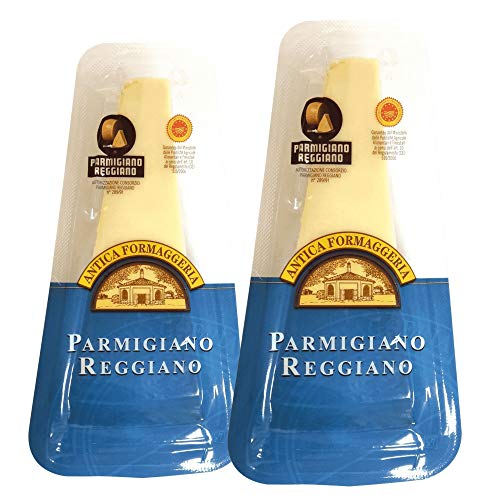 Parmigiano Reggiano D.O.P. - Queso Parmesano Reggiano - Lote 2 Piezas de 200 gramos - 18 Meses de Maduración - Queso duro, cocido a lenta maduración - Queso