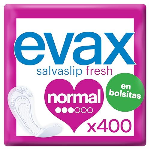 Evax Salvaslip Normal, 400 Unidades, Absorbente y Flexible Siéntete Fresca y Limpia Durante Todo el Día - Formato Ahorro en Bolsitas