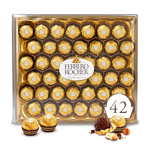 Rocher Fine Hazelnut Milk Chocolate, Perfect Valentine's Day Gift, 42 Count, Chocolate Valentine's Day Candy Gift Box, 18.5 oz