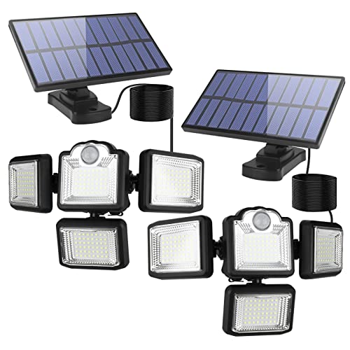 TENDOVO Luces Solares Exterior Interior con Sensor de Movimiento - Luz Solar Exterior IP65 Impermeable Focos Solares LED 4 Modos Lámpara Solar con Control Remoto: Apliques Pared para Jardín Garaje
