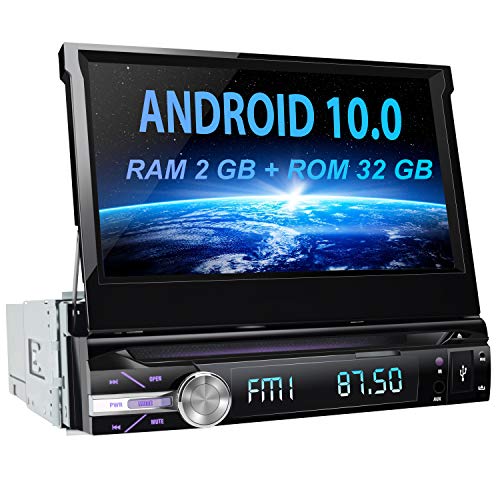 AWESAFE Android 10.0 [2GB+32GB] 7 Pulgadas Pantalla Universal 1 DIN Radio, Autoradio 1 DIN con CD DVD/WiFi/Navegador GPS/Bluetooth/Mandos Volantes/RDS/USB/SD/Subwoofer/Mirror Link