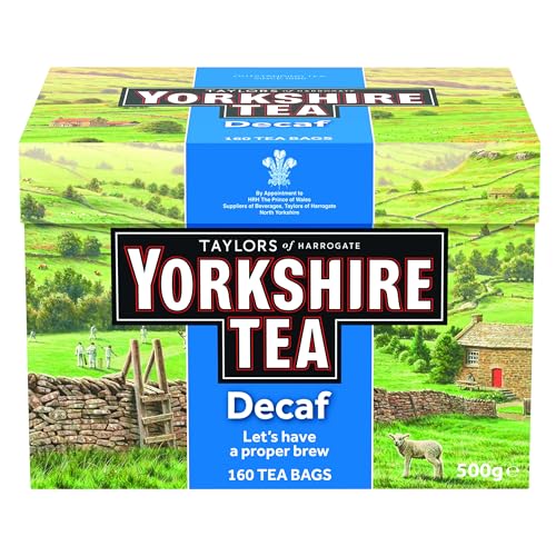 Yorkshire Tea Descafeinado - Té Negro Descafeinado, Refrescante y Fuerte - Té Tradicional Británico - Origen Responsable - 160 Bolsitas