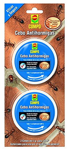 Compo Cebo antihormigas, Control de hormigas en el interior del hogar y alrededor de edificios, terrazas y patios, 2 unidades de 4.9 g