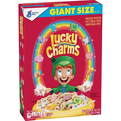 Lucky Charms, Cereal de malvavisco con unicornios, sin gluten, 26.1 oz, 2 Pack(26.1 Ounce)