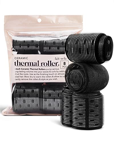 Kitsch Rodillos de cerámica para el cabello, rodillos térmicos de agarre automático, rizadores de pelo, 8 unidades (paquete variado)