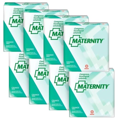 Pack Ahorro x8 Indas Compresas Tocológicas Maternity de Celulosa | 8 bolsas de 25 Compresas Cada Una | Total 200 Compresas
