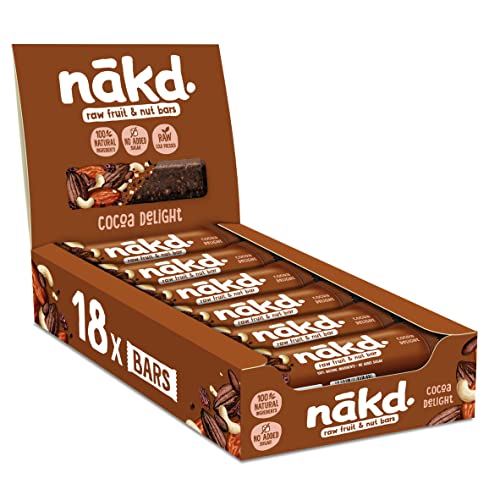 Nakd Raw Fruit and Nut Gluten Free Bars 30 - 35g(Pack of 18) (Cocoa Delight)