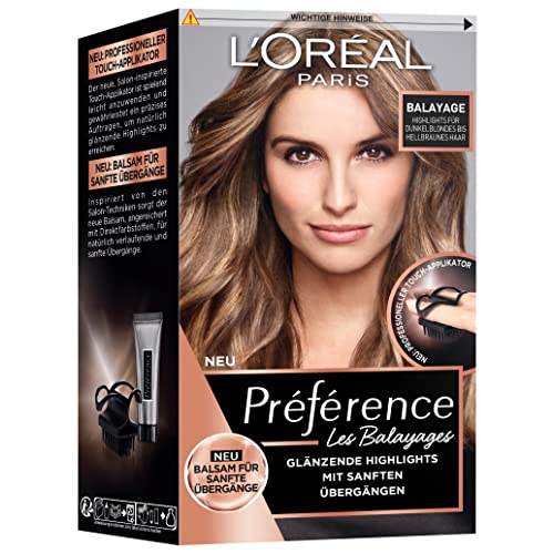 L'Oréal Paris Préférence Balayage - Kit de tinte permanente con aplicador táctil, para cabello rubio oscuro a castaño claro