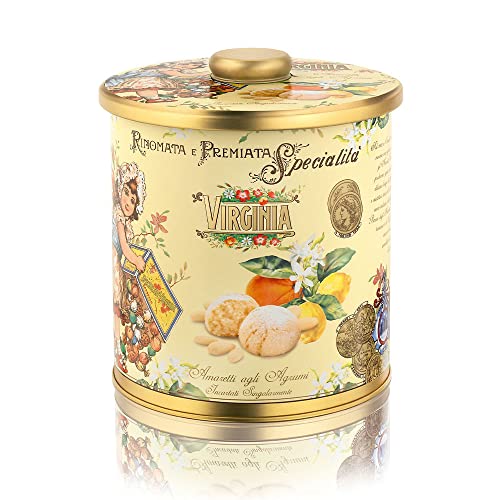 Amaretti Virginia Galleta Amaretti suave de naranja y limón, 220 g, fabricada en Italia