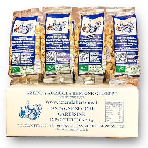 Castañas Secas Garessine Italiano Orgánico (3 Kg - 12 paquetes de 250g)