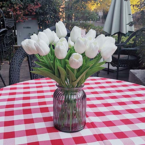 Awtlife 24 piezas de flores artificiales de tulipán de látex con tacto real para hacer ramos de boda, fiesta de novia, baby shower decoración del hogar blanco