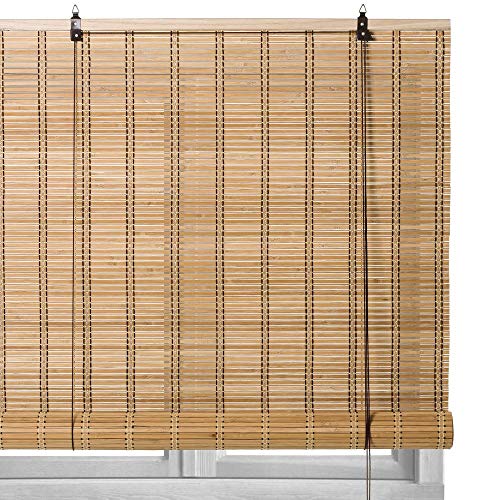Estor Enrollable Beige de bambú rústico (160 x 180 cm)