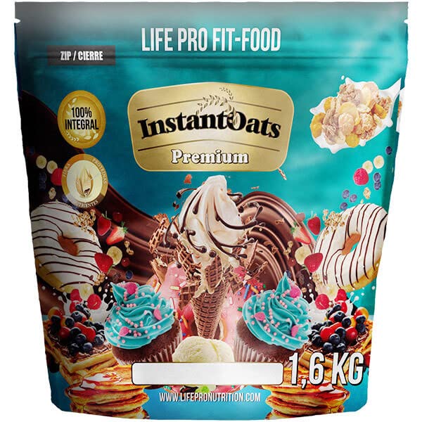 Life Pro Fit Food Instant Oats Premium 1.6kg | Carbohidratos de liberación lenta | Harina integral de avena (COOKIES)