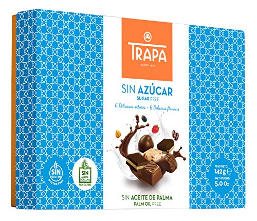 Trapa - SIN AZÚCAR. Estuche de Bombones de Chocolate Sabores Variados. Sin azúcares añadidos. - 142 gr