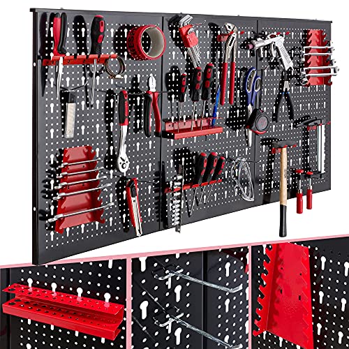 AREBOS Panel Portaherramientas | con 17 Piezas | 120 x 58 x 2 cm | Panel de Plástico para Herramientas